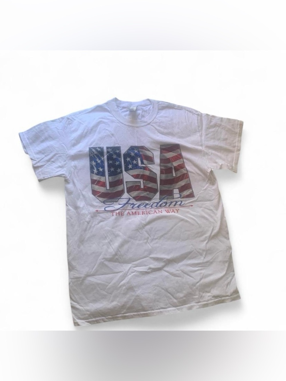 Gildan white USA crewneck short sleeve patriotic T-Shirt Size M